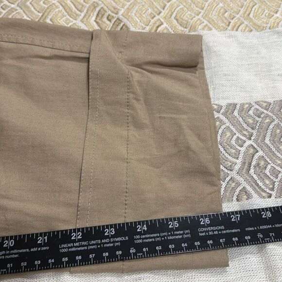(J) Zara Women Linen Blend Cargo Pants Beige, Straight Leg, Wide Cuffs at Ankle - Picture 5 of 13